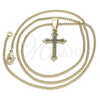 Oro Laminado Pendant Necklace, Gold Filled Style Cross Design, Polished, Golden Finish, 04.242.0104.20