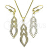 Oro Laminado Earring and Pendant Adult Set, Gold Filled Style with White Cubic Zirconia, Polished, Golden Finish, 011.001