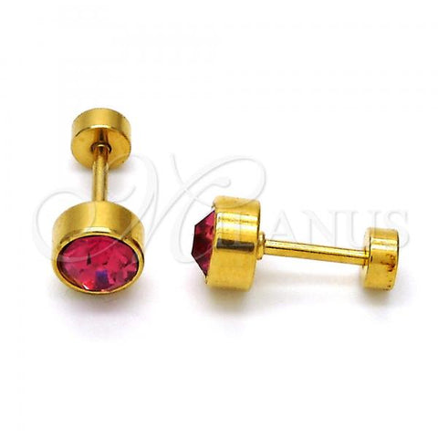 Stainless Steel Stud Earring, with Ruby Crystal, Polished, Golden Finish, 02.271.0008.9