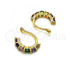 Oro Laminado Earcuff Earring, Gold Filled Style with Multicolor Cubic Zirconia, Polished, Golden Finish, 02.213.0378