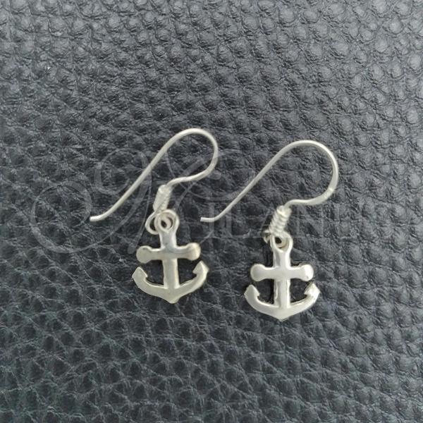 Sterling Silver Dangle Earring, Anchor Design, Polished, Silver Finish, 02.397.0013