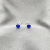 Sterling Silver Stud Earring, with Sapphire Blue Cubic Zirconia, Polished, Silver Finish, 02.397.0039.09