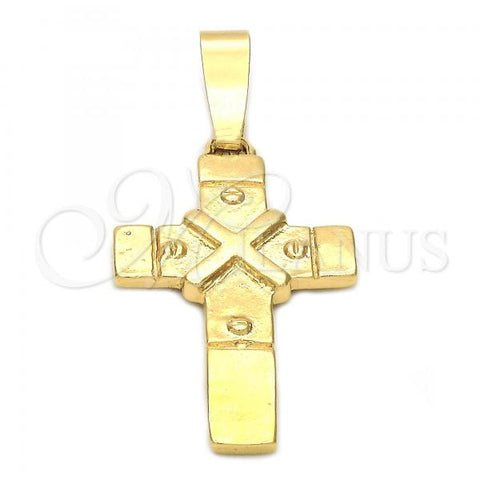 Oro Laminado Religious Pendant, Gold Filled Style Cross Design, Diamond Cutting Finish, Golden Finish, 5.190.007