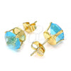 Oro Laminado Stud Earring, Gold Filled Style with Blue Topaz Cubic Zirconia, Polished, Golden Finish, 5.128.021.2
