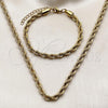 Oro Laminado Necklace and Bracelet, Gold Filled Style Rope Design, Polished, Golden Finish, 06.257.0001