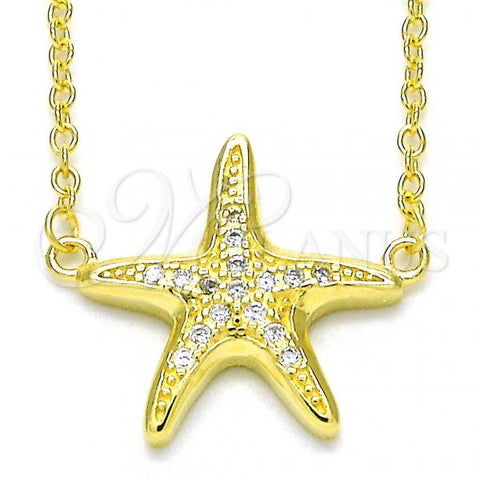 Sterling Silver Pendant Necklace, with White Cubic Zirconia, Polished, Golden Finish, 04.336.0101.2.16