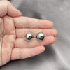 Rhodium Plated Huggie Hoop, Ball and Hollow Design, Polished, Rhodium Finish, 02.163.0327.1.14