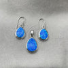 Sterling Silver Earring and Pendant Adult Set, with Bermuda Blue Opal, Polished, Silver Finish, 10.391.0005