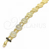 Oro Laminado Fancy Bracelet, Gold Filled Style San Benito Design, Polished, Golden Finish, 03.351.0045.1.08