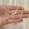 Oro Laminado Basic Necklace, Gold Filled Style Figaro Design, Polished, Golden Finish, 04.213.0140.24