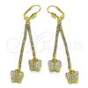 Oro Laminado Long Earring, Gold Filled Style Butterfly Design, with Cubic Zirconia, Golden Finish, 5.099.009