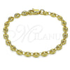 Oro Laminado Fancy Bracelet, Gold Filled Style Puff Mariner Design, Polished, Golden Finish, 04.326.0006.07