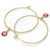 Oro Laminado Medium Hoop, Gold Filled Style Evil Eye Design, Red Enamel Finish, Golden Finish, 02.213.0220.2.40
