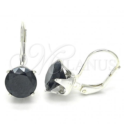 Sterling Silver Leverback Earring, with Black Cubic Zirconia, Polished,, 02.63.2622.4