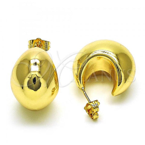 Oro Laminado Stud Earring, Gold Filled Style Chunky Design, Polished, Golden Finish, 02.163.0172.25