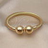 Oro Laminado Individual Bangle, Gold Filled Style Ball and Twist Design, Polished, Golden Finish, 07.163.0002