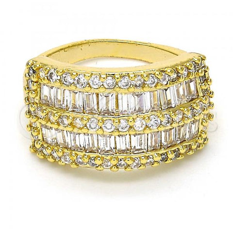 Oro Laminado Multi Stone Ring, Gold Filled Style with White Cubic Zirconia and White Micro Pave, Polished, Golden Finish, 01.99.0026.09 (Size 9)