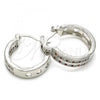 Rhodium Plated Small Hoop, with Garnet and White Micro Pave, Polished, Rhodium Finish, 02.210.0271.5.20