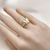 Oro Laminado Multi Stone Ring, Gold Filled Style Butterfly Design, with White Cubic Zirconia, Polished, Golden Finish, 01.341.0144.1
