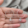 Sterling Silver Small Hoop, Star Design, with White Cubic Zirconia, Polished, Silver Finish, 02.402.0044.25