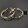 Oro Laminado Large Hoop, Gold Filled Style Filigree Design, Diamond Cutting Finish, Tricolor, 02.32.0281