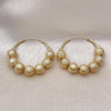 Oro Laminado Medium Hoop, Gold Filled Style Ball and Hollow Design, Matte Finish, Golden Finish, 02.170.0463.35