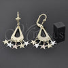 Oro Laminado Chandelier Earring, Gold Filled Style Star Design, Polished, Tricolor, 60.016