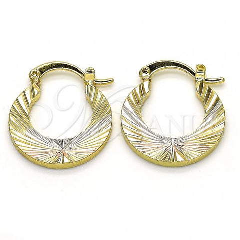 Oro Laminado Small Hoop, Gold Filled Style Diamond Cutting Finish, Tricolor, 02.102.0043.20