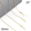 Oro Laminado Basic Necklace, Gold Filled Style Singapore Design, Polished, Golden Finish, 5.223.029.20