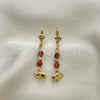 Oro Laminado Dangle Earring, Gold Filled Style Elephant and Ball Design, Polished, Golden Finish, 02.02.0499