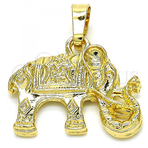 Oro Laminado Fancy Pendant, Gold Filled Style Elephant Design, Polished, Golden Finish, 05.213.0048