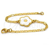 Stainless Steel Fancy Bracelet, Flower Design, White Enamel Finish, Golden Finish, 03.110.0064.05
