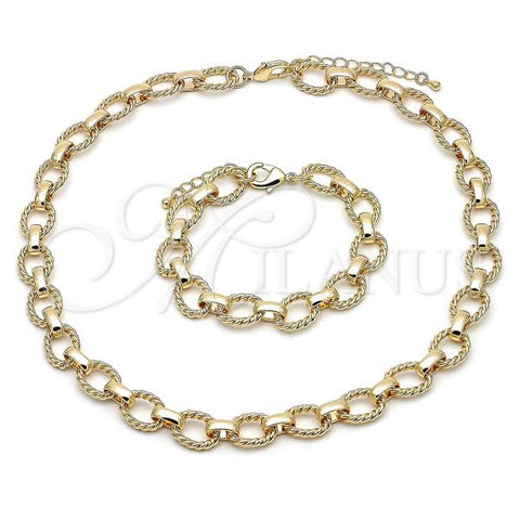 Oro Laminado Necklace and Bracelet, Gold Filled Style Polished, Golden Finish, 06.415.0002