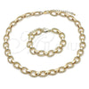 Oro Laminado Necklace and Bracelet, Gold Filled Style Chunky Design, Polished, Golden Finish, 06.415.0002