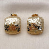 Oro Laminado Stud Earring, Gold Filled Style Diamond Cutting Finish, Golden Finish, 02.163.0387