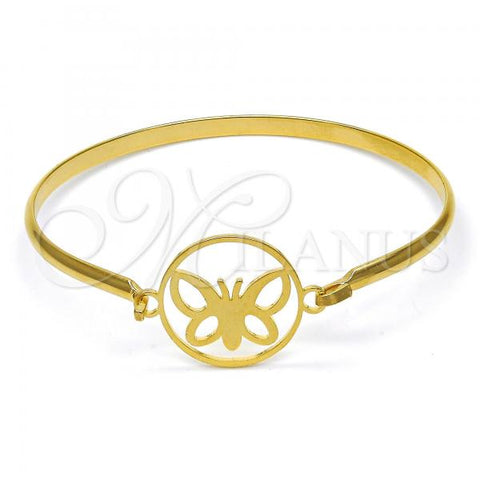 Stainless Steel Individual Bangle, Butterfly Design, Polished, Golden Finish, 07.110.0013.05 (04 MM Thickness, Size 5 - 2.50 Diameter)