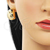Oro Laminado Stud Earring, Gold Filled Style Chunky Design, Polished, Golden Finish, 02.156.0680