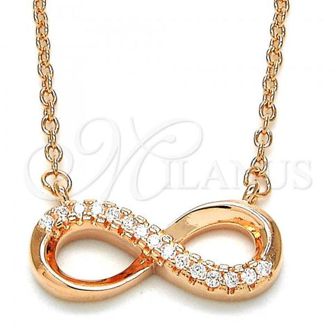 Sterling Silver Pendant Necklace, Infinite Design, with White Cubic Zirconia, Polished, Rose Gold Finish, 04.336.0099.1.16