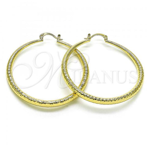 Oro Laminado Large Hoop, Gold Filled Style Hollow Design, Diamond Cutting Finish, Golden Finish, 02.213.0439.50