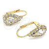 Oro Laminado Leverback Earring, Gold Filled Style Teardrop Design, with White Cubic Zirconia, Polished, Golden Finish, 5.125.012.4