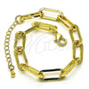 Oro Laminado Basic Bracelet, Gold Filled Style Paperclip Design, Polished, Golden Finish, 04.378.0002.08
