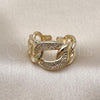 Oro Laminado Multi Stone Ring, Gold Filled Style Curb Design, with White Micro Pave, Polished, Golden Finish, 01.266.0051
