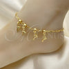 Oro Laminado Charm Anklet , Gold Filled Style Dolphin and Ball Design, Polished, Golden Finish, 03.32.0612.10