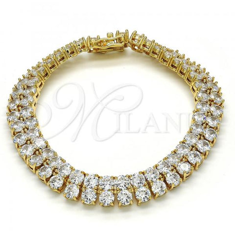 Oro Laminado Tennis Bracelet, Gold Filled Style with White Cubic Zirconia, Polished, Golden Finish, 03.284.0016.09