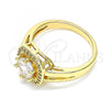 Oro Laminado Multi Stone Ring, Gold Filled Style with White Cubic Zirconia, Polished, Golden Finish, 01.210.0123.5.06