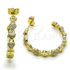 Oro Laminado Medium Hoop, Gold Filled Style Lock and Heart Design, with White Micro Pave, Polished, Golden Finish, 02.210.0784.30