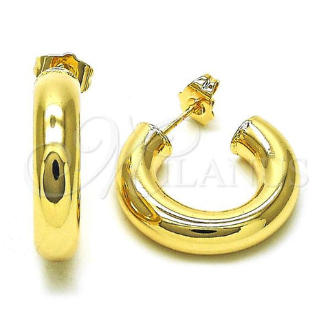 Oro Laminado Small Hoop, Gold Filled Style Hollow Design, Polished, Golden Finish, 02.163.0312.25