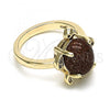 Oro Laminado Multi Stone Ring, Gold Filled Style Turtle Design, with Brown and White Micro Pave, Polished, Golden Finish, 01.284.0066.08