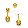Stainless Steel Stud Earring, with Dark Champagne Crystal, Polished, Golden Finish, 02.271.0017.6