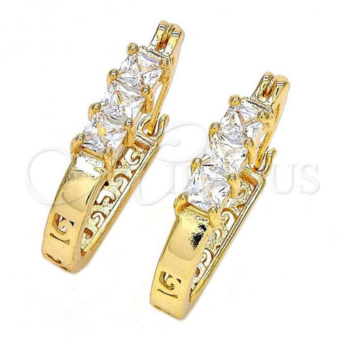Oro Laminado Small Hoop, Gold Filled Style with White Cubic Zirconia, Polished, Golden Finish, 02.196.0033.15